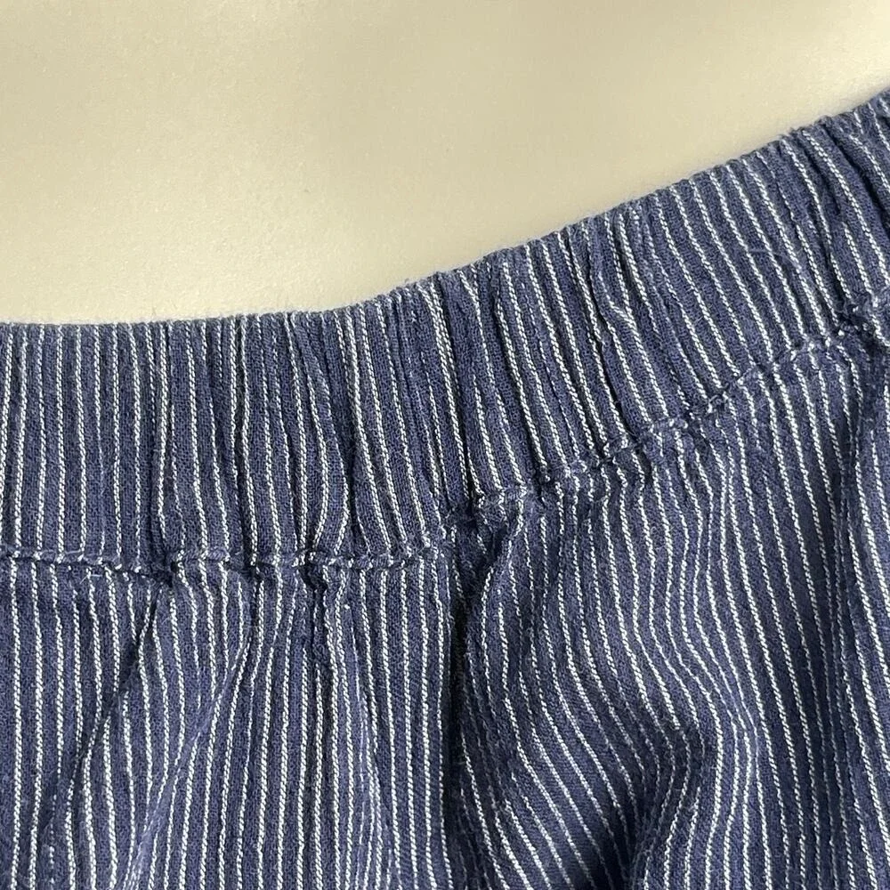 Madewell Dress Womens 8 Navy Stripe‎ Off Shoulder 100% Cotton Bell Sleeve G3457